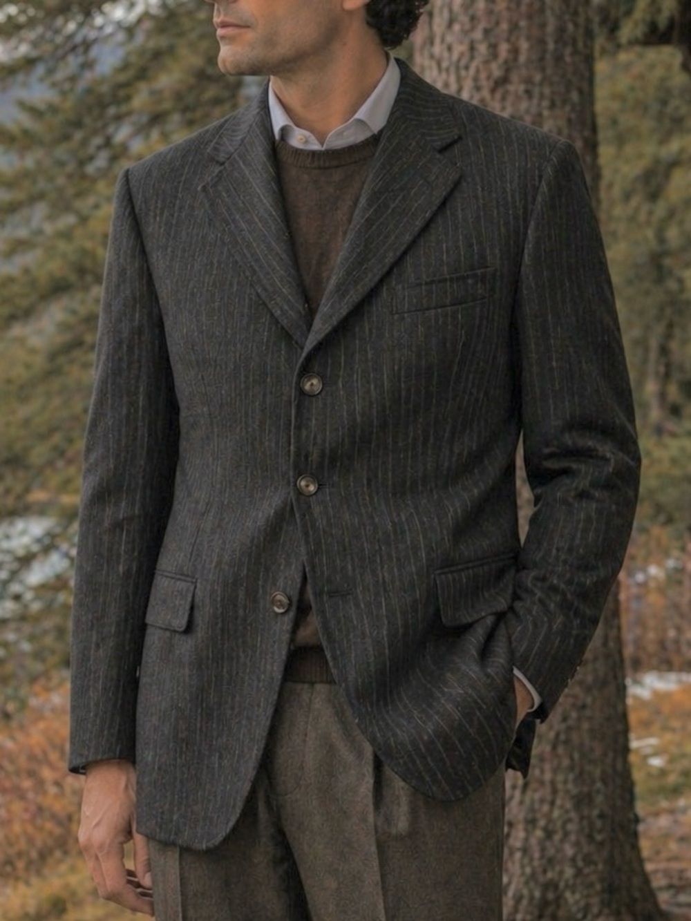 E. Zegna Neiman 15 Mil 15 Pinstripe Blazer IT 52L,US 46L Italy Ermenegildo